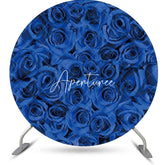 Aperturee - Dark Blue Floral Petals Eall Round Wedding Backdrop